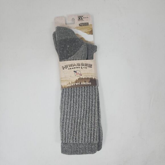 Hiwassee Light Weight Hiking Socks Mens 12 XL Crew Brown Merino Wool Outdoor - Picture 1 of 9